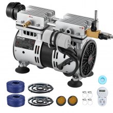 VEVOR Kit Sistema di Aerazione del Laghetto Kit Pompa Aria Aerazione per Stagni Compressore 550 W Lunghezza del Tubo d'Aria 30,5 m con Piastra Diffusore, Set di Ossigenatore Acqua