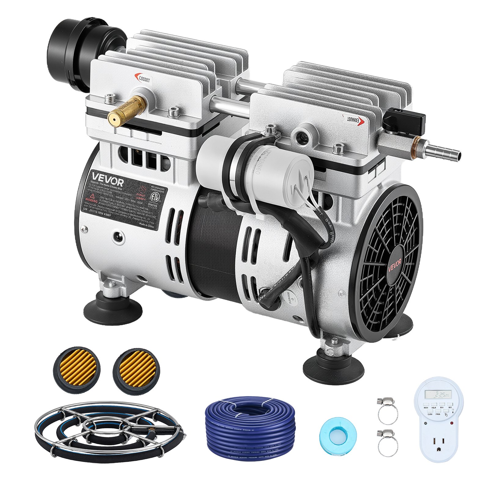 VEVOR Kit Pompa per Aerazione per Laghetti Stagni, Sistema di Aerazione da 590 W per Laghi Velocità 1400 giri/min Pompa Ossigenatore per Acqua Laghetti Circolazione di Ossigeno da Giardino