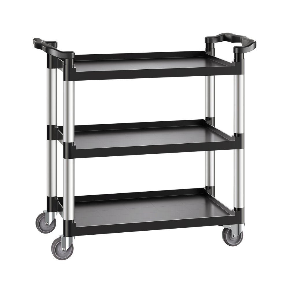 VEVOR Carrello Portavivande, Capacità di Carico 226 kg Carrello per Servizi Alimentari in Plastica a 3 Livelli da 790 x 490 mm con Ruote Girevoli 360° per Magazzino, Ufficio, Casa, Ristorante, Cucina