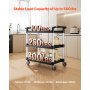 VEVOR Carrello Portaoggetti Carico 226 kg Carrello di Servizio a 3 Livelli Nero