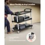 VEVOR Carrello Portaoggetti Carico 226 kg Carrello di Servizio a 3 Livelli Nero