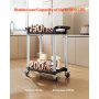 VEVOR Carrello Portavivande, Capacità di Carico 136 kg Carrello per Servizi Alimentari in Plastica a 2 Livelli da 620 x 410 mm con Ruote Girevoli 360° per Magazzino, Ufficio, Casa, Ristorante, Cucina