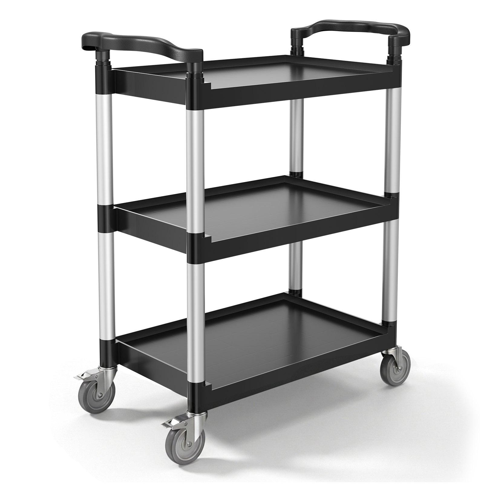 VEVOR Carrello Portavivande, Capacità di Carico 136 kg Carrello per Servizi Alimentari in Plastica a 3 Livelli da 620 x 410 mm con Ruote Girevoli 360° per Magazzino, Ufficio, Casa, Ristorante, Cucina