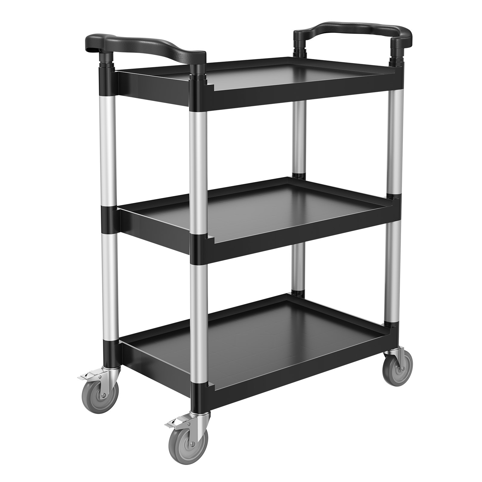 VEVOR Carrello Portavivande, Capacità di Carico 136 kg Carrello per Servizi Alimentari in Plastica a 3 Livelli da 620 x 410 mm con Ruote Girevoli 360° per Magazzino, Ufficio, Casa, Ristorante, Cucina