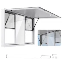 VEVOR Sportello per Concessioni da 1524 x 915 mm Finestra per Camion di Cibo in Lega di Alluminio, Apertura Fino a 85 Gradi con 6 Finestre Scorrevoli, Porta a Tenda e Gancio di Traino