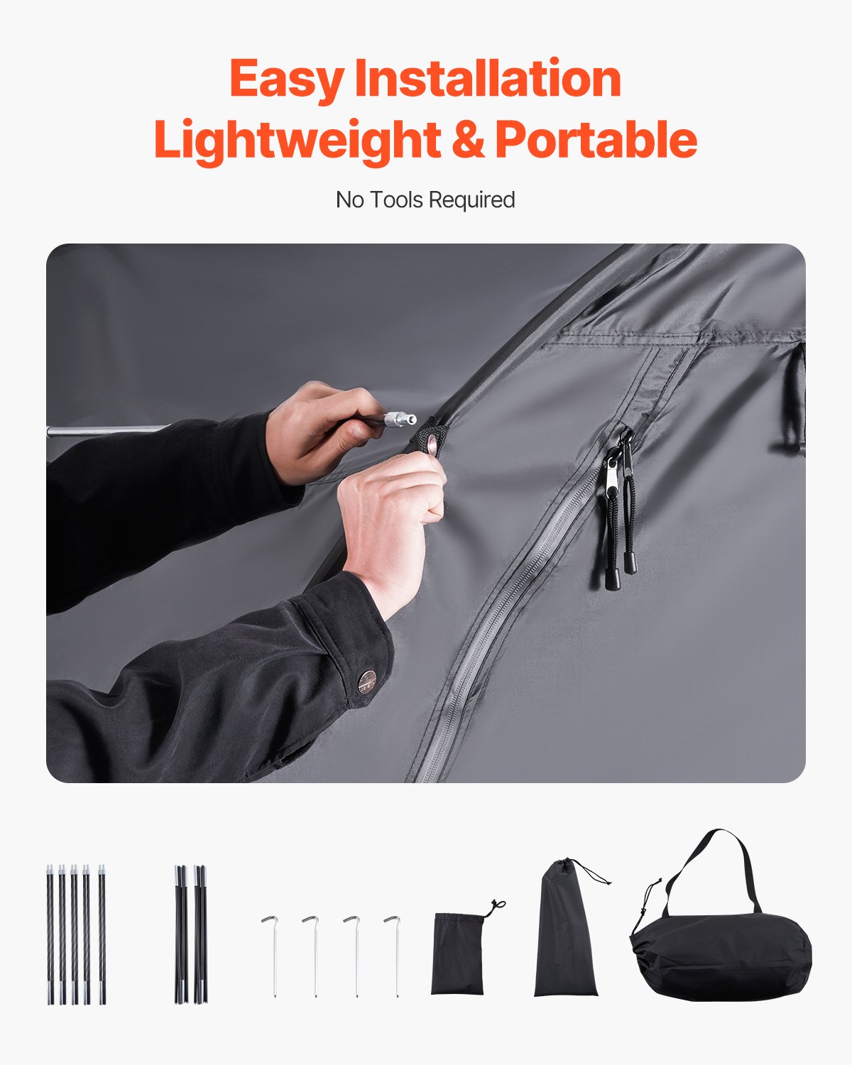 VEVOR Spaziosa Tenda per Riporre le Bici all'Aperto con Finestra Ventilata, Tenda Impermeabile a Forma di Ventaglio con Fibra di Vetro e Doppie Cerniere da 4 a 5 Bici, 1706 x 2133 x 1524 mm