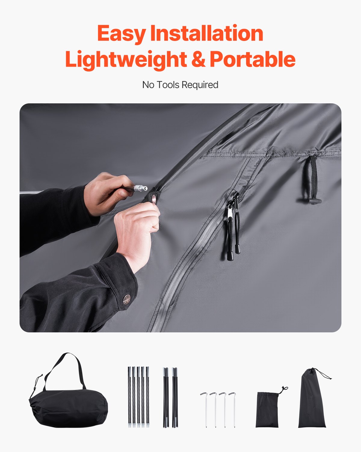 VEVOR Spaziosa Tenda per Riporre le Bici all'Aperto con Finestra Ventilata, Tenda Impermeabile a Forma di Ventaglio con Fibra di Vetro e Doppie Cerniere da 4 a 5 Bici, 2190 x 1550 x 1730 mm