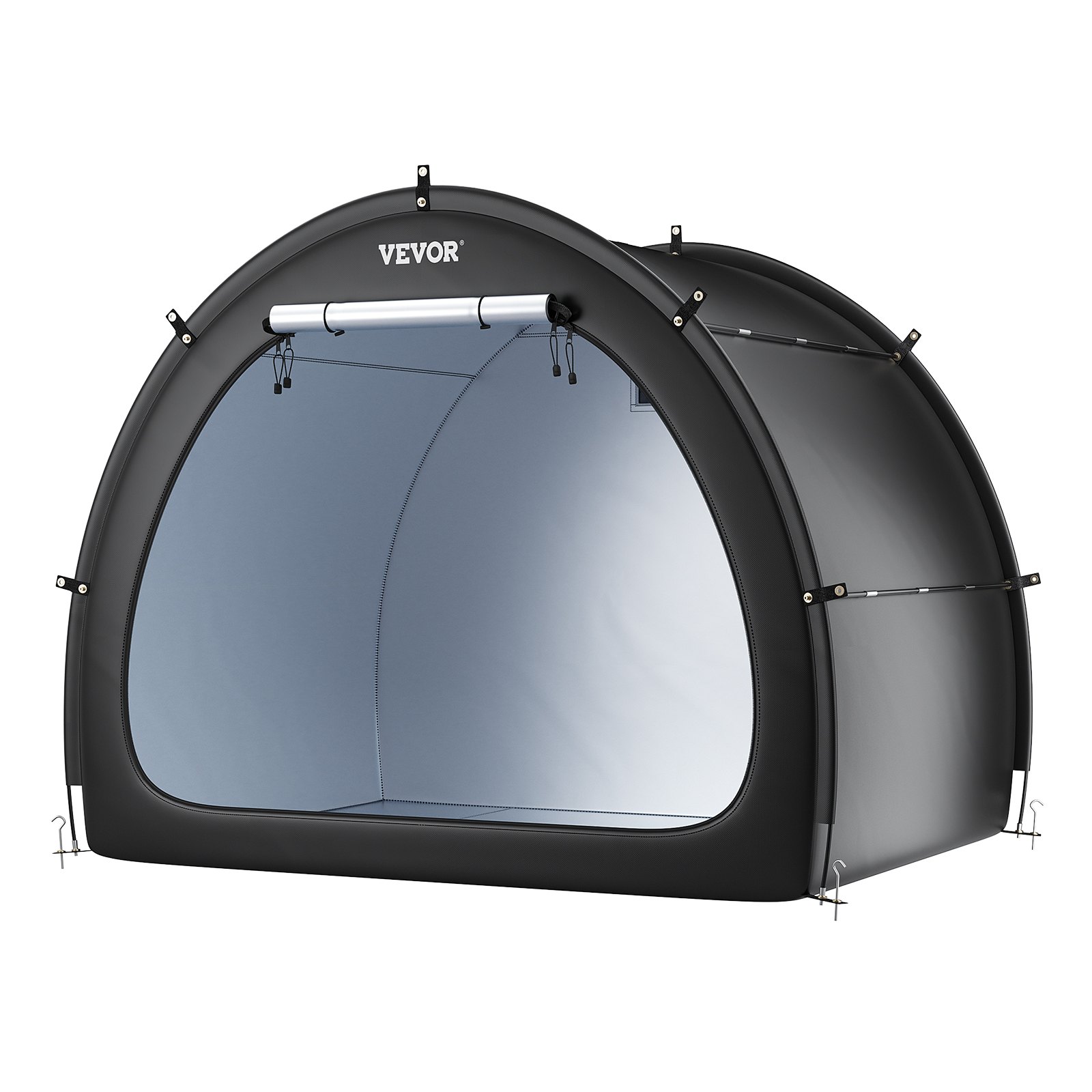 VEVOR Spaziosa Tenda per Riporre le Bici all'Aperto con Finestra Ventilata, Tenda Impermeabile a Forma di Ventaglio con Fibra di Vetro e Doppie Cerniere da 4 a 5 Bici, 2190 x 1550 x 1730 mm