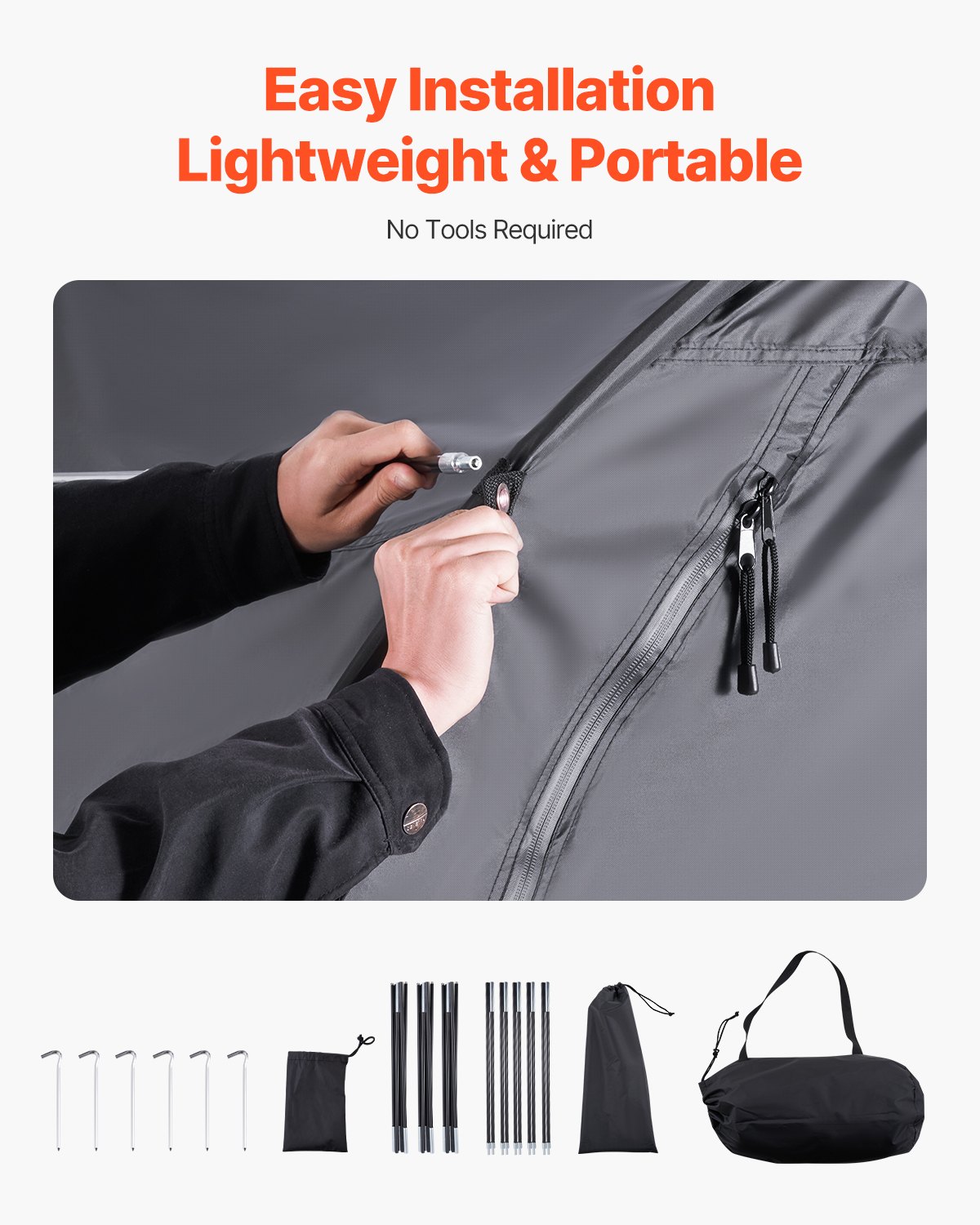 VEVOR Spaziosa Tenda per Riporre le Bici all'Aperto con Finestra Ventilata, Tenda Impermeabile a Forma di Ventaglio con Fibra di Vetro e Doppie Cerniere Più di 5 Bici, 1706 x 2133 x 2438 mm