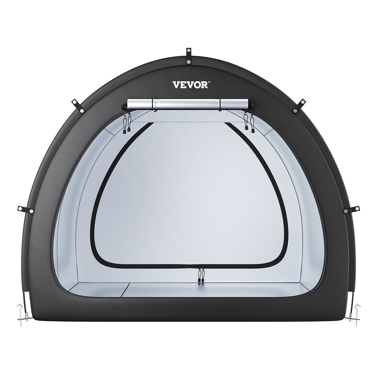 VEVOR Spaziosa Tenda per Riporre le Bici all'Aperto con Finestra Ventilata, Tenda Impermeabile a Forma di Ventaglio con Fibra di Vetro e Doppie Cerniere Più di 5 Bici, 1706 x 2133 x 2438 mm