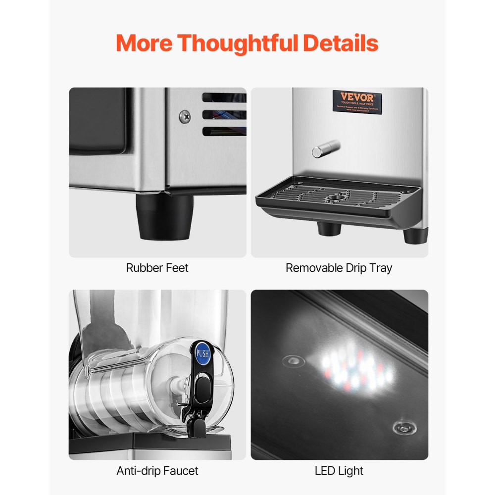 VEVOR Commercial Slushie Machine, 1 x 15L Slushie Machine 500W 220V, Slushie Machine with Removable Tray and Digital Smart Panel, Commercial Slushie Machine