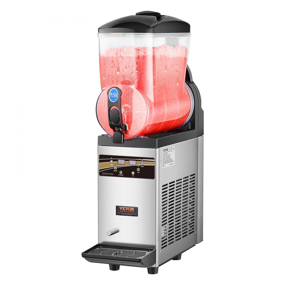 VEVOR Commercial Slushie Machine, 1 x 15L Slushie Machine 500W 220V, Slushie Machine with Removable Tray and Digital Smart Panel, Commercial Slushie Machine