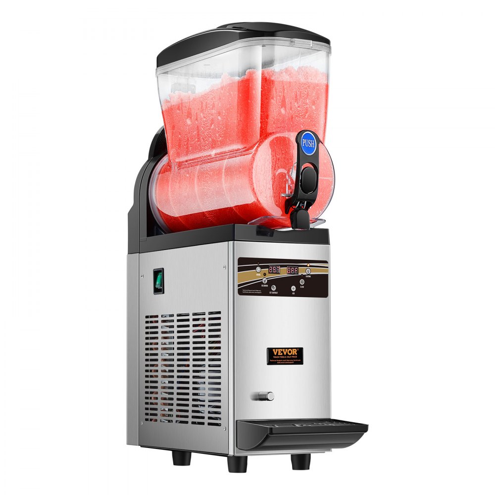 VEVOR Commercial Slushie Machine, 1 x 15L Slushie Machine 500W 220V, Slushie Machine with Removable Tray and Digital Smart Panel, Commercial Slushie Machine