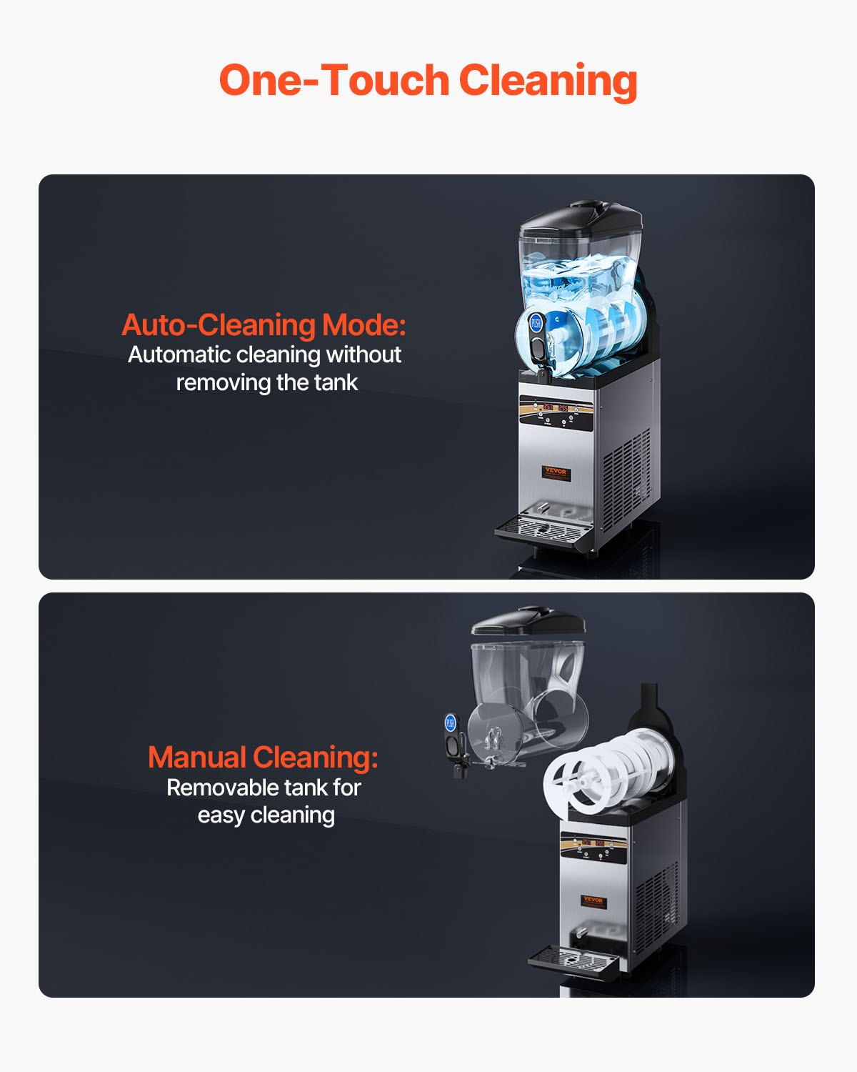 VEVOR Commercial Slushie Machine, 1 x 15L Slushie Machine 500W 220V, Slushie Machine with Removable Tray and Digital Smart Panel, Commercial Slushie Machine