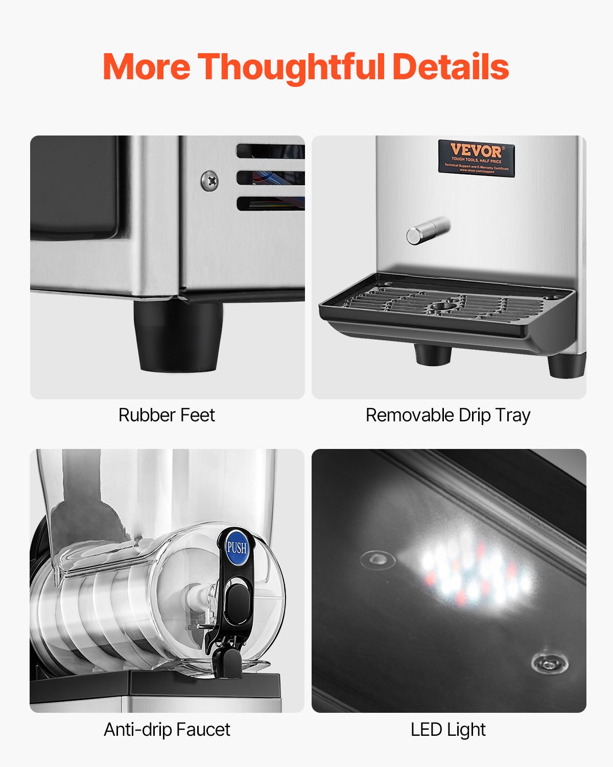 VEVOR Commercial Slushie Machine, 1 x 15L Slushie Machine 500W 220V, Slushie Machine with Removable Tray and Digital Smart Panel, Commercial Slushie Machine