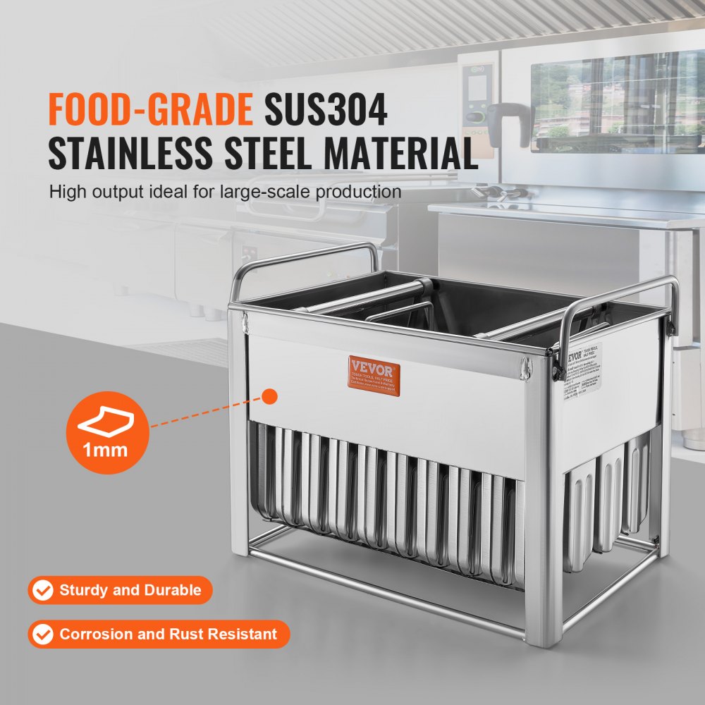 VEVOR Stampi per Ghiacciolo Commerciali, 40 Stampi per Ghiaccioli a Testa Rotonda con Doppia Fessura, Macchina per Ghiaccioli Acciaio Inox, Stampo per Ghiacciolo 50 Bastoncini