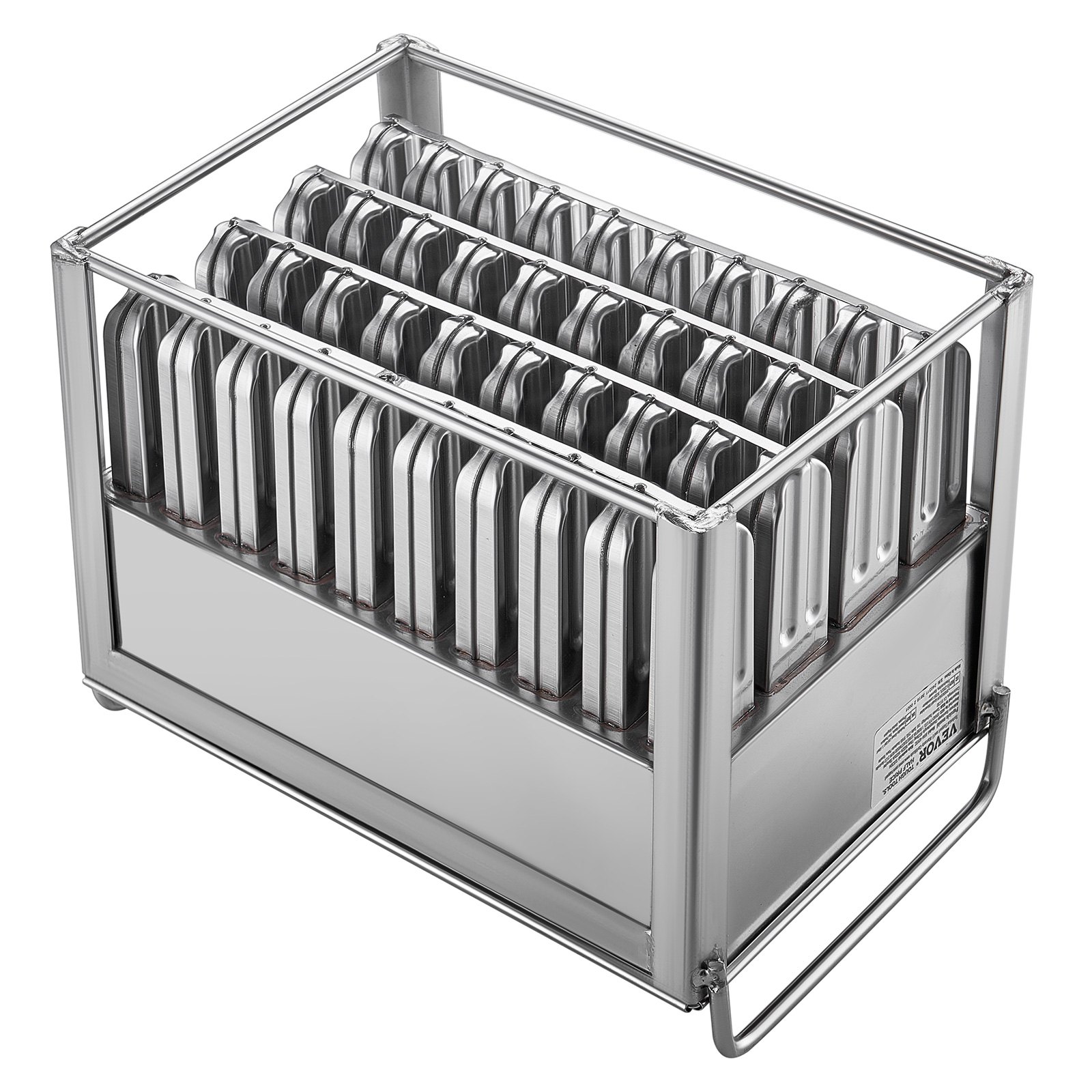VEVOR Commercial Popsicle Molds, 40 pcs. Round-head double-slot popsicle molds, stainless steel popsicle molds, mold holder for ice cream machine with 50 popsicle sticks and bags