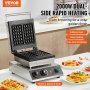 VEVOR Macchina per Waffle Commerciale, 2 Pezzi per Waffle Belga Rettangolare in Acciaio Inox Antiaderente 2000 W con Controllo Temperatura Tempo, Maniglia, per Ristorante, Panetteria, Snack Bar