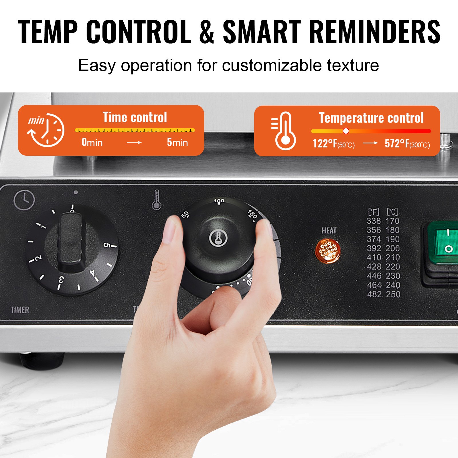 VEVOR Macchina per Waffle Commerciale, 2 Pezzi per Waffle Belga Rettangolare in Acciaio Inox Antiaderente 2000 W con Controllo Temperatura Tempo, Maniglia, per Ristorante, Panetteria, Snack Bar