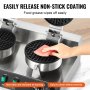 VEVOR Macchina per Waffle Commerciale Rotonda a Doppia Testa, Piastra Waffle Belga in Acciaio Inox Antiaderente 2460 W con Controllo Temperatura Tempo e Maniglia, per Ristoranti Panetterie, Snack Bar