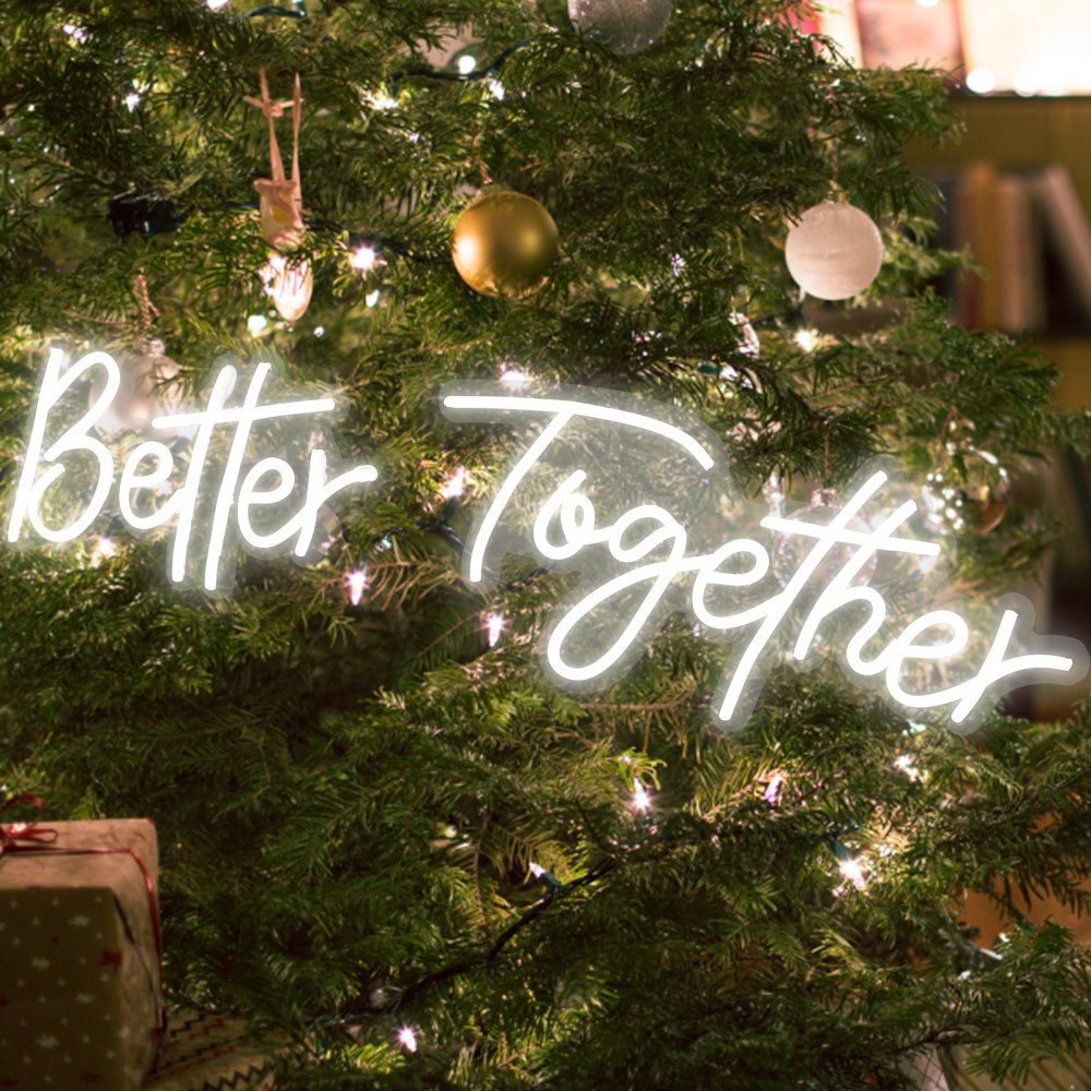 VEVOR Insegna al Neon a Led Luce Notturna Better Together, Potenza 20 W 100-240 V Insegne al Neon Bianco 2 Parole in Silicone e Acrilico per Feste, Matrimoni, Uffici, bar, Caffè, Finestre e Ristoranti