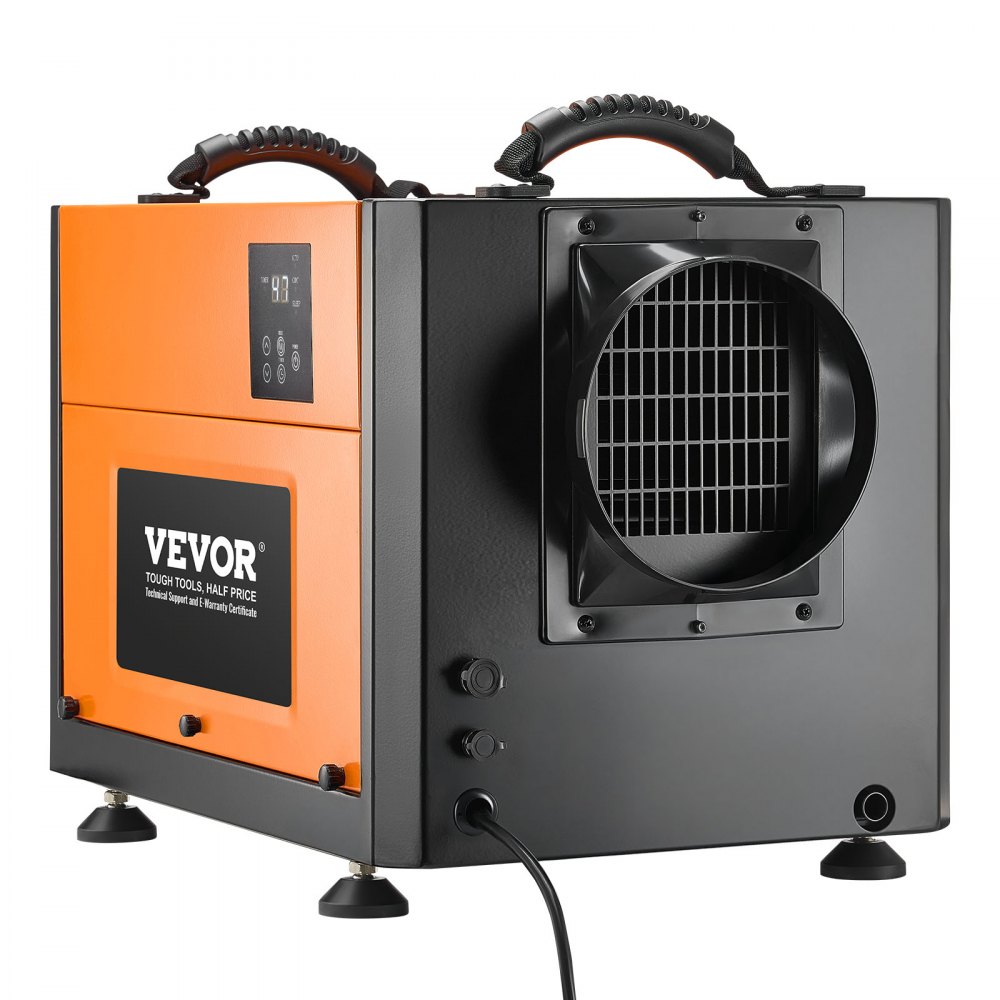 VEVOR Deumidificatore Commerciale 50 Litri, Deumidificatore Industriale Portatile con Tubo di Scarico, Display a LED, per Seminterrato, Lavanderie, Ripostiglio, Sbrinamento