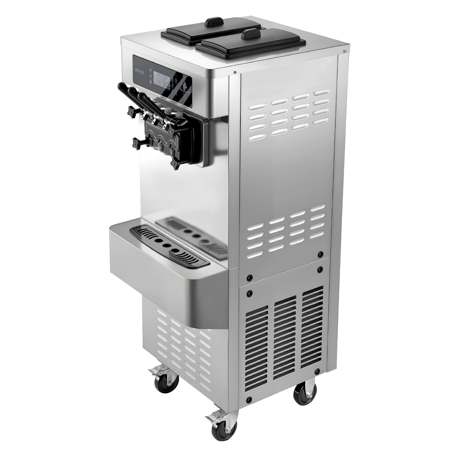 VEVOR Macchina per Gelato Soft Commerciale da Pavimento Produzione max. 20-28 L/h, Macchina per Creme Fredde Gelato Soft 2200 W 2 Tramogge da 6 Litri, Gelaterie, Pasticcerie, Feste, Ristorante