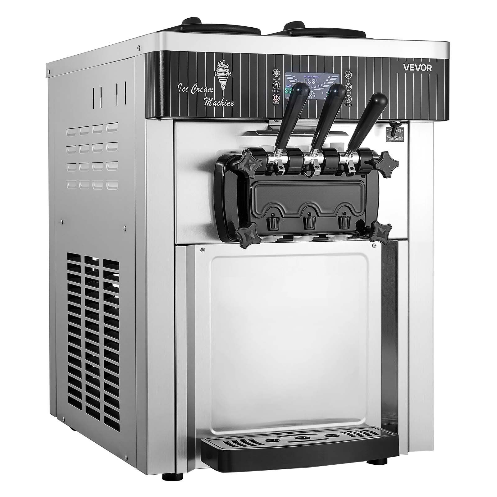 VEVOR Macchina per Gelato Soft Commerciale 2200 W da Banco Pruduzione 20-28 L/h, Macchina per Gelato Morbido Pre-Raffreddamento Autopulente Display LED Unità da Tavolo per Bar Ristorante Albergo Hotel