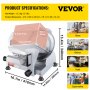 VEVOR Affettatrice Commerciale, Affettatrice Elettrica Gastronomia 240 W, Affettatrice Elettrica per Alimenti con Lama in Acciaio al Carbonio da 10 Pollici, Affettatrice 350-400 Giri/min, Spessore