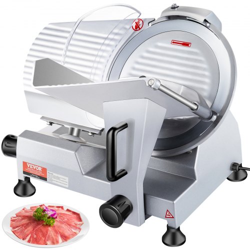 VEVOR Affettatrice Professionale, Affettatrice Elettrica per Gastronomia 320 W, Affettatrice Elettrica per Alimenti con Lama in Acciaio al Carbonio da 12 Pollici, Affettatrice 350-400 Giri/min, Spesso