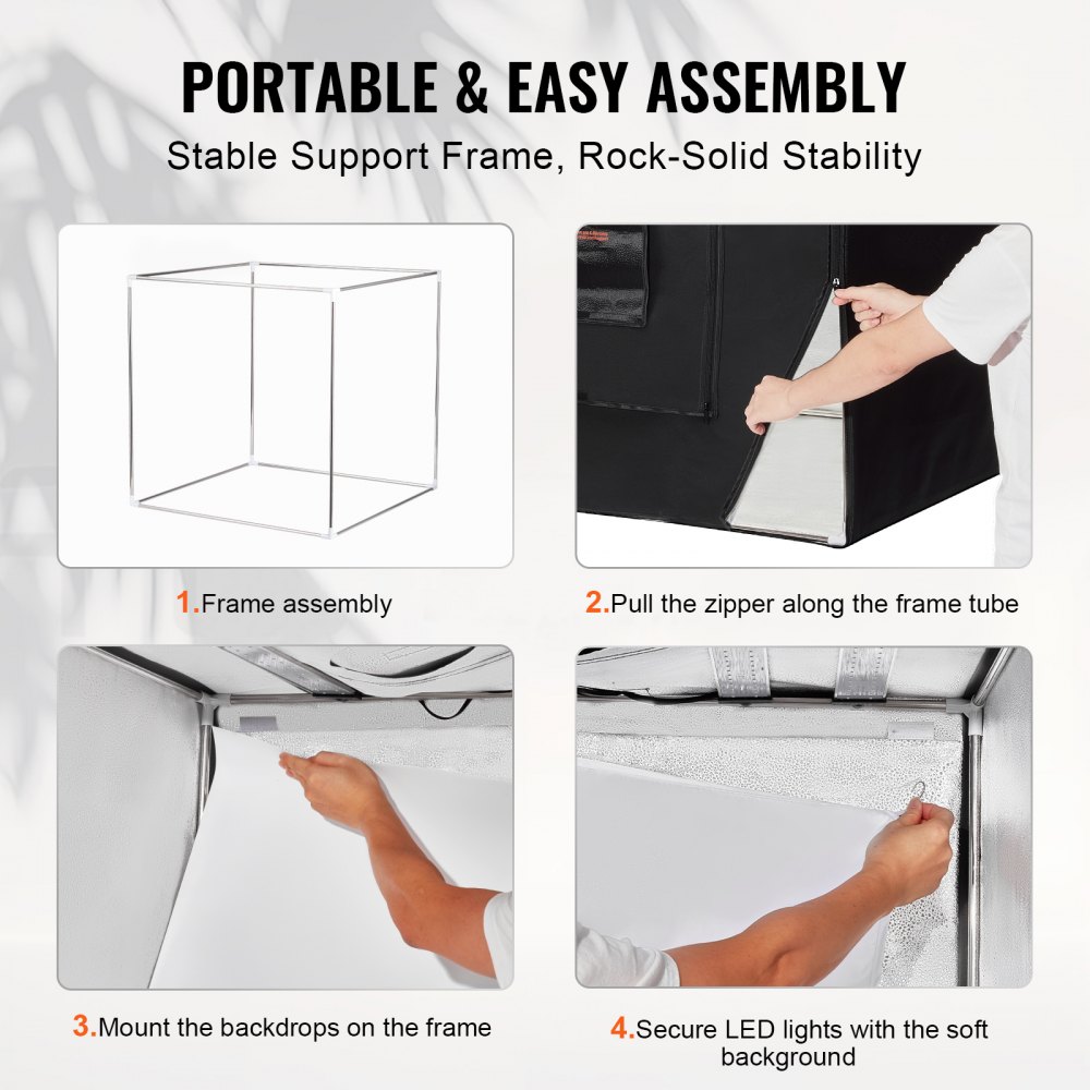 VEVOR Lightbox for Photo Studios, 81.3 x 81.3 cm, 5600 K, Professional Photo Shooting Tent Set with 210 LED Lights, 5 Backdrops, Power Supply, Soft Light Cloth, Corner Pieces, High CRI ≥ 95 for Product Photography