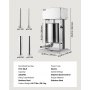 VEVOR Insaccatrice Elettrica Verticale Acciaio Inox 10 L Uso Commerciale Macchina Insaccatrice, Velocità Controllata, con 4 Ugelli di Riempimento, Pedale, Preparazione di Salsicce, Testata da CE