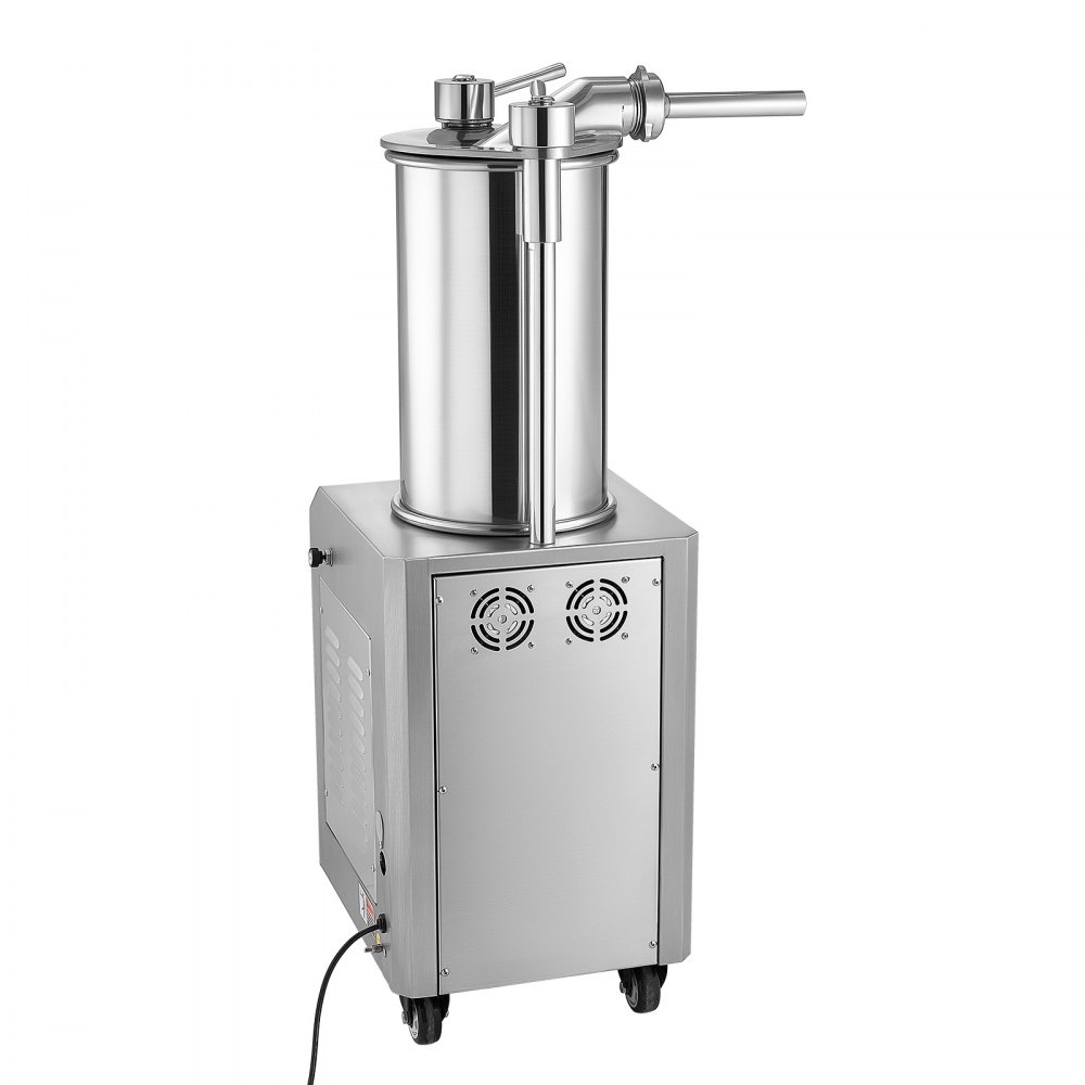 VEVOR Macchina Insaccatrice Verticale Automatica Serbatoio Fisso da 26 L Uso Commerciale, Capacità di Miscelazione Carne 18 Litri, 750W, in Acciaio Inox, 4 Tubi di Riempimento, Salame, Salsicce