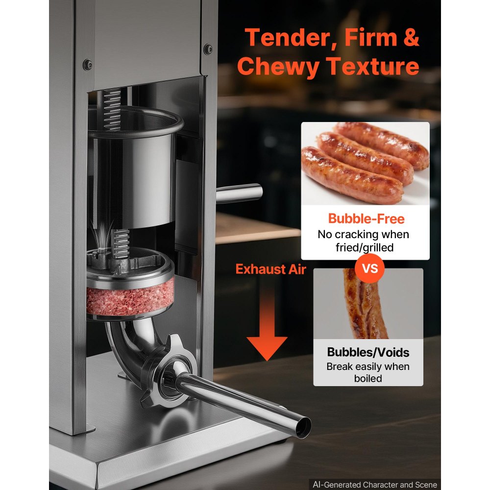 VEVOR Insaccatrice Manuale per Preparazione Salsicce Capacità 3 L per Casa in Acciaio Inox, Verticale, per Salsicce, Salami, Barbecue, Caccia, Picnic, Campeggio, Feste a Casa, da Esterno, con 4 Tubi