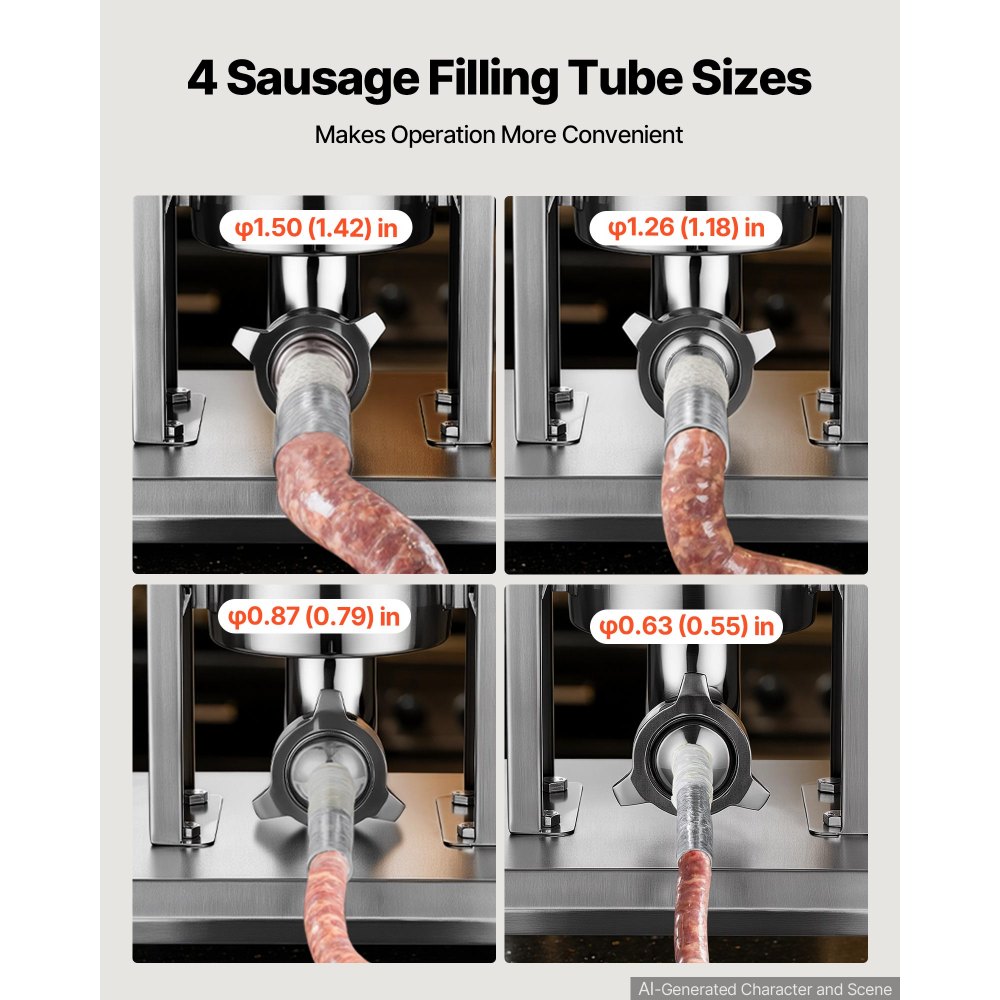 VEVOR Insaccatrice Manuale per Preparazione Salsicce Capacità 3 L per Casa in Acciaio Inox, Verticale, per Salsicce, Salami, Barbecue, Caccia, Picnic, Campeggio, Feste a Casa, da Esterno, con 4 Tubi