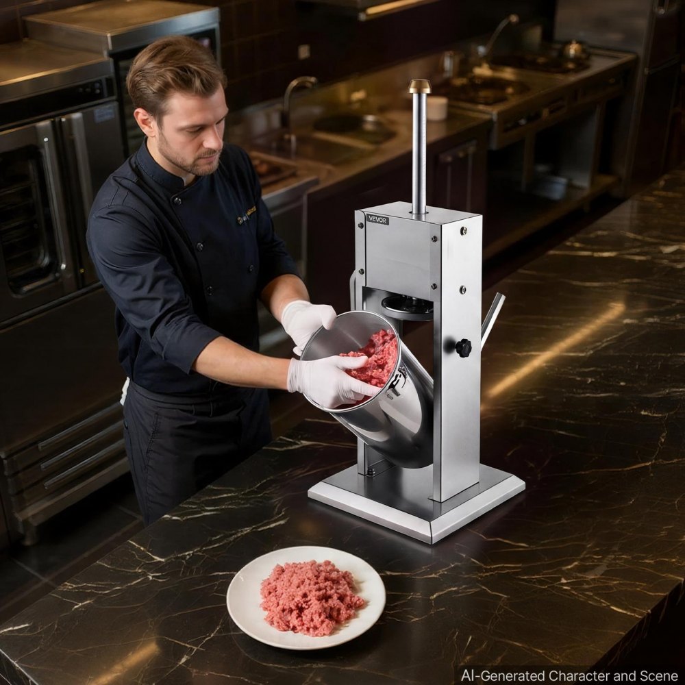 VEVOR Insaccatrice Manuale per Preparazione Salsicce Capacità 3 L per Casa in Acciaio Inox, Verticale, per Salsicce, Salami, Barbecue, Caccia, Picnic, Campeggio, Feste a Casa, da Esterno, con 4 Tubi