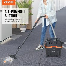 VEVOR Aspirapolvere portatile da officina secco/umido 15L max. 5HP nero