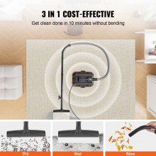 VEVOR Aspirapolvere per umidi asciutti 15 litri, Aspirapolvere portatile commerciale, 5 HP max., Aspirazione con ugello a rotelle, Aspirapolevere per tappeti, detriti, pelianimali domestici, Nero