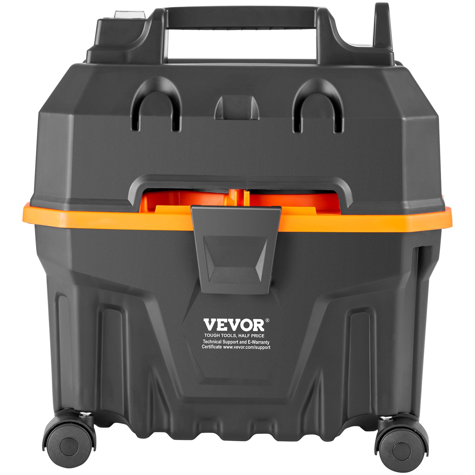 VEVOR Aspirapolvere per umidi asciutti 15 litri, Aspirapolvere portatile commerciale, 5 HP max., Aspirazione con ugello a rotelle, Aspirapolevere per tappeti, detriti, pelianimali domestici, Nero