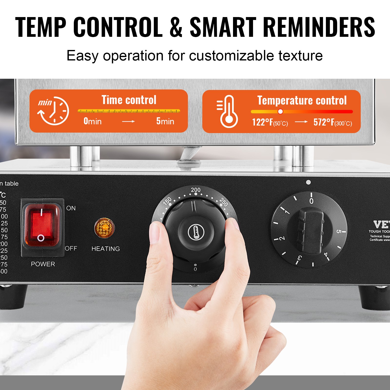 VEVOR Macchina per mini pancake olandese da cucina commerciale, 9 Pezzi, Diametro 76 mm, Macchina per mini dorayaki, 850 W, Controllo temperatura e tempo, per Cucina commerciale, Feste, Evento