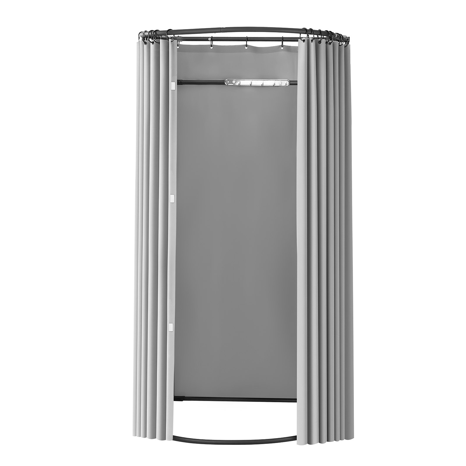 VEVOR Camerino di Prova da 100 x 95 x 200 cm Spogliatoio Portatile Mobile con Tende Spesse in Poliestere, Tenda Ombreggiante e Gancio, per Boutique, Sartorie e Spazi Esterni, Nero e Grigio-Bianco