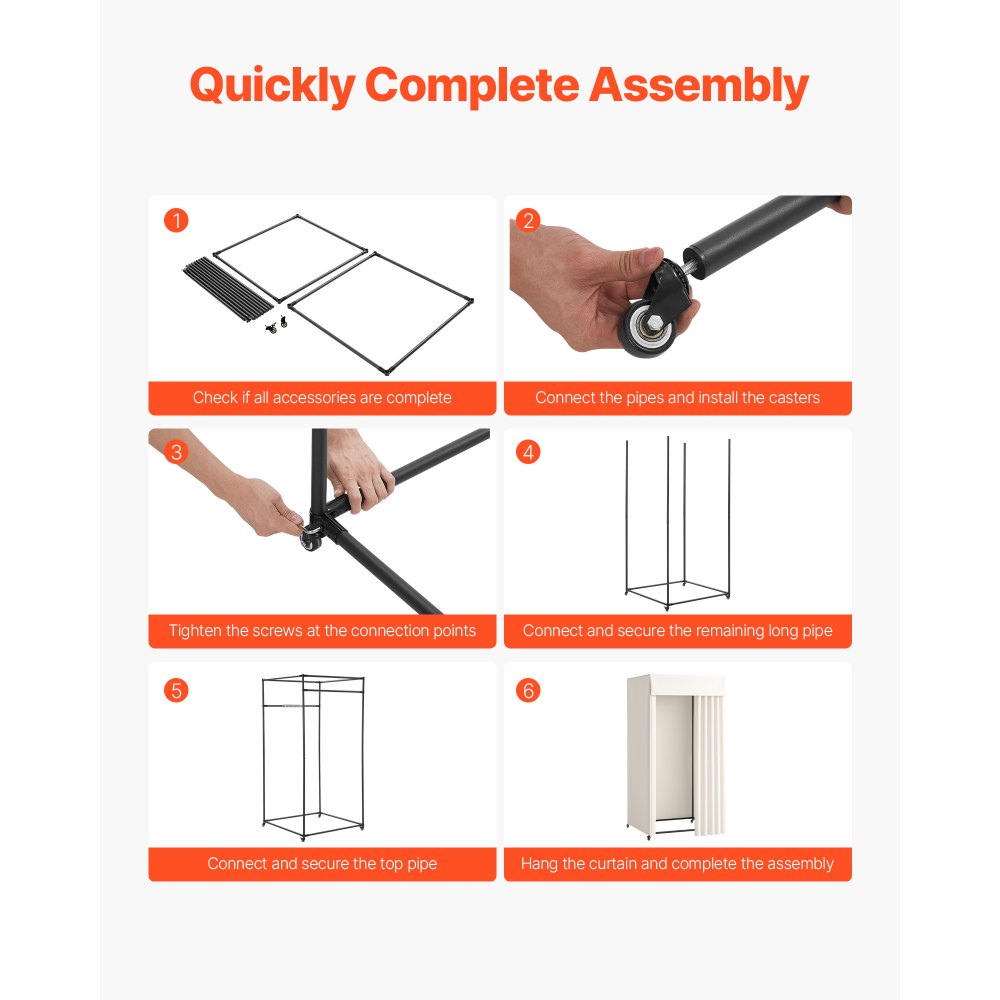 VEVOR Camerino di Prova 99 x 99 x 204,5 cm Spogliatoio Portatile con Tende Spesse, con Rotelle e Robusto Gancio in Metallo, per Boutique, Centri Commerciali, Sartorie e Spazi Esterni, Nero e Beige