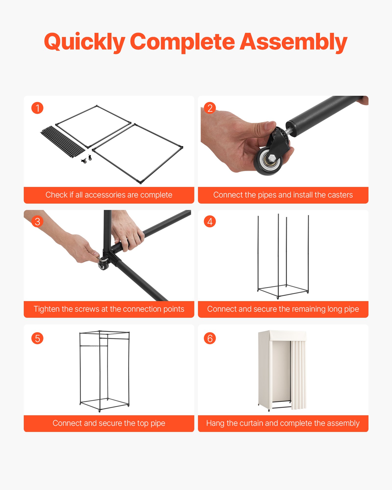 VEVOR Camerino di Prova 99 x 99 x 204,5 cm Spogliatoio Portatile con Tende Spesse, con Rotelle e Robusto Gancio in Metallo, per Boutique, Centri Commerciali, Sartorie e Spazi Esterni, Nero e Beige