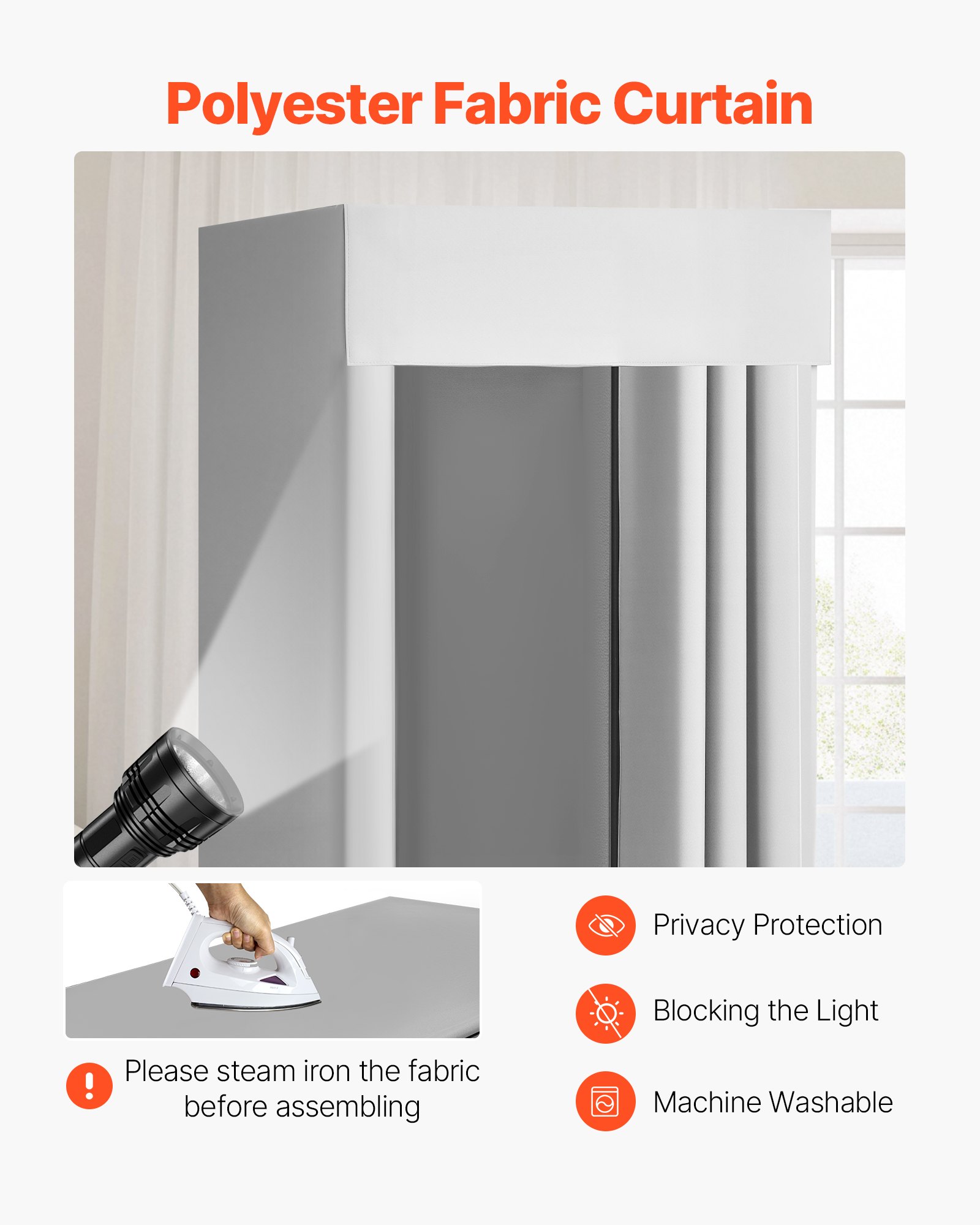 VEVOR Camerino di Prova da 99 x 99 x 198 cm Spogliatoio Portatile Mobile con Tende Spesse in Poliestere, Tenda Ombreggiante e Gancio, per Boutique, Sartorie e Spazi Esterni, Nero e Grigio-Bianco