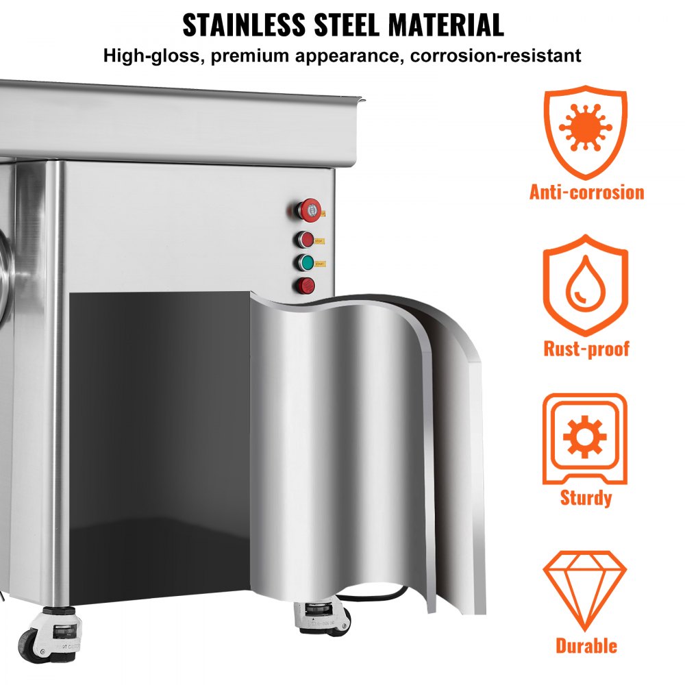 VEVOR Commercial Meat Grinder 16.65 kg/min 4000 W Electric Meat Grinder with Blades & Grinding Plates, Electric Sausage Maker, Commercial Stainless Steel Meat Grinder for Kitchen, Restaurant, Butcher Shop