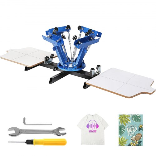 VEVOR Macchina da Stampa 4 Colori 2 Tavole per Abbigliamento Fai-da-te, Stampante per Serigrafia in Acciaio Laminato Serigrafica Manuale 4 Colori 2 Tavole Dimensioni da Stampa 54x45cm Girevole 360°