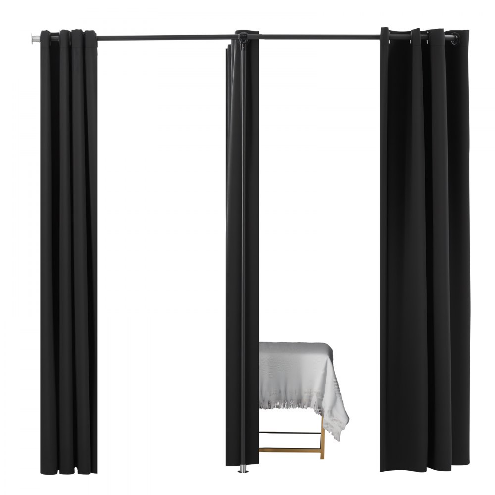 VEVOR Camerino di Prova da 200 x 100 x 200 cm Spogliatoio Portatile con Tende Spesse in Poliestere, Doppi Camerini con Tende Divisorie, per Boutique, Centri Commerciali, Studi, Sartorie e Uffici, Nero