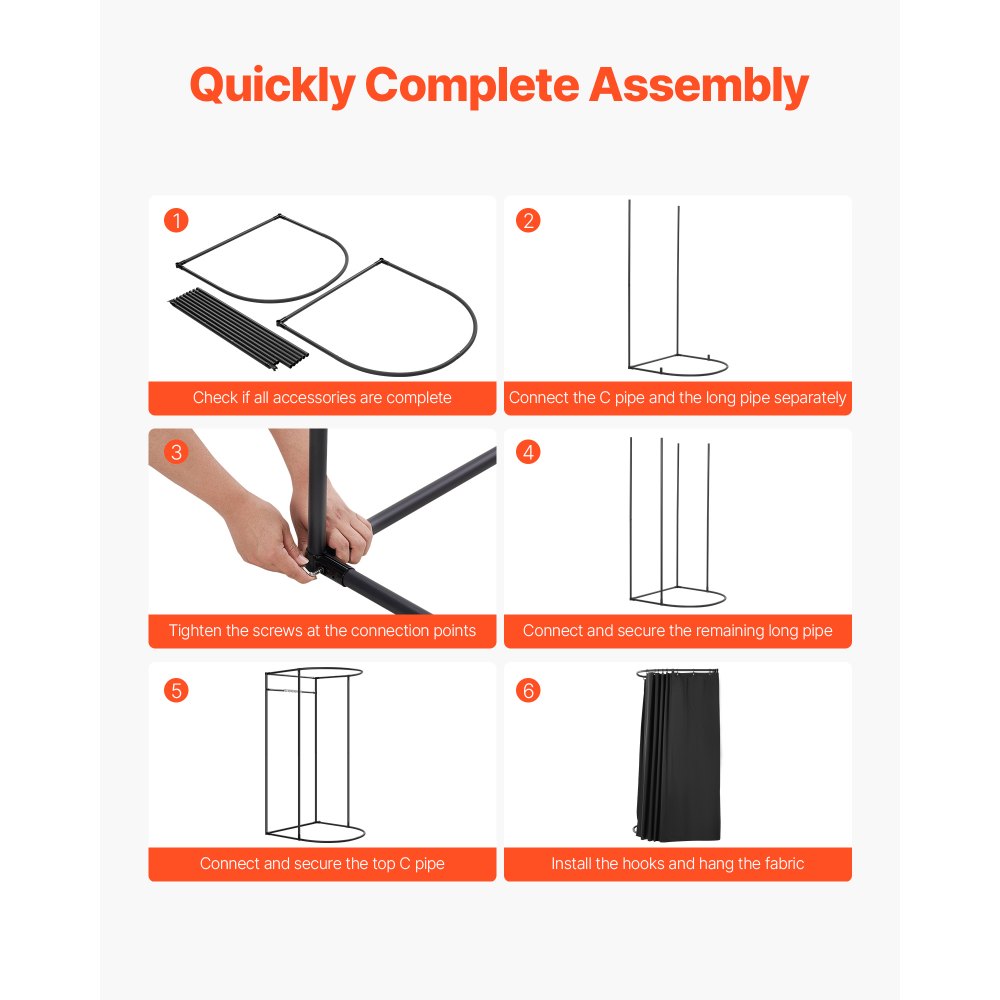 VEVOR Fitting Room, Portable Dressing Room with Thick Polyester Curtains, Privacy Space with Shading Curtain and a Hook, for Boutique, Mall, Tailor's Store & Outdoor Activity 100 x 95 x 200 cm (Black)