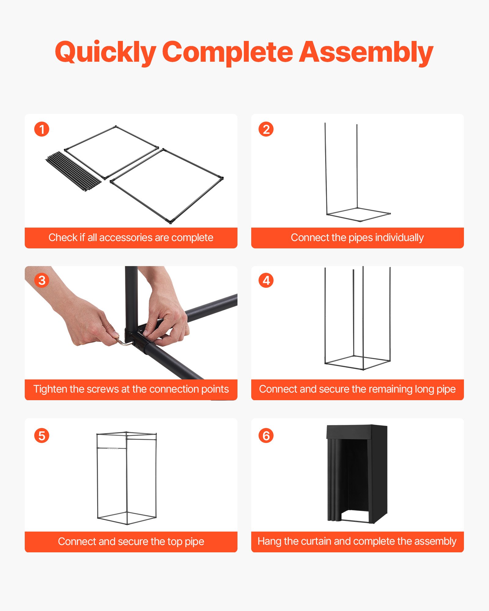 VEVOR Camerino di Prova 99 x 99 x 198 cm Spogliatoio Portatile Mobile con Tende Spesse in Poliestere, Tenda Ombreggiante e Gancio, per Boutique, Centri Commerciali e Attività all'Aperto, Nero