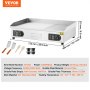 VEVOR Piastra Elettrica Commerciale, Piastra Half-Flat Top da 4400 W, Temperatura Regolabile 50 - 300°C, 73 x 40 x 1 cm Piastra in Acciaio Inossidabile con 2 Pale  2 Spazzole per la Casa Ristorante